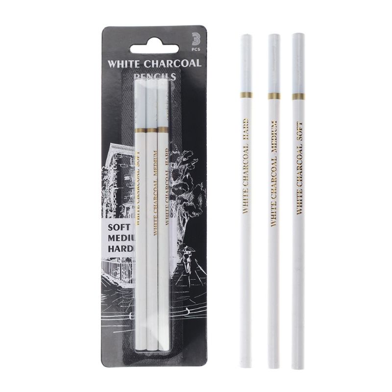 3 PcsPack Professional White Charcoal Pencils Set Sketch