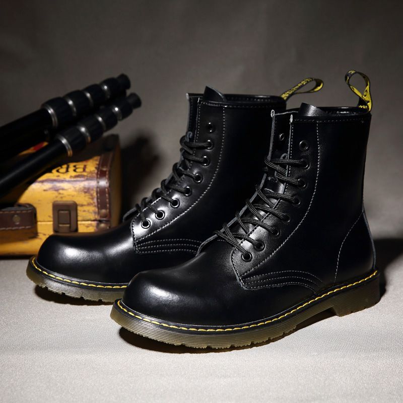 Luxury Men's Fashion Boots EUR Size 36-47 Top Quality Italian Handmade Cow Split Leather Motorcycle Boots Unisex High Top Martin Boots Handsome Male Shoes Couples Oxfords Outsole Ankle Boots Black
