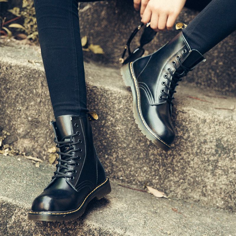Luxury Men's Fashion Boots EUR Size 36-47 Top Quality Italian Handmade Cow Split Leather Motorcycle Boots Unisex High Top Martin Boots Handsome Male Shoes Couples Oxfords Outsole Ankle Boots Black