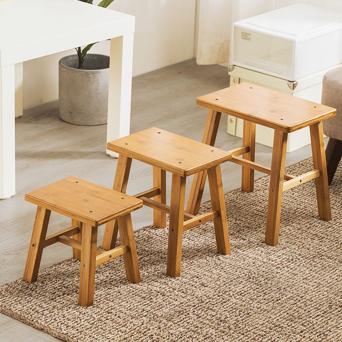 Children Stool Little Wooden Chair Rest Seat Footstool Kitchen Bathroom Large