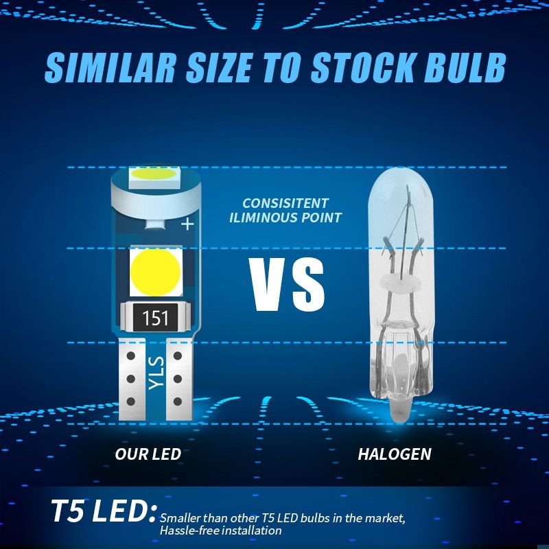 10Pcs T5 Led Bulb W3W W1.2W Led Canbus For Air Conditioner On Light Instrument LED Lights Dashboard