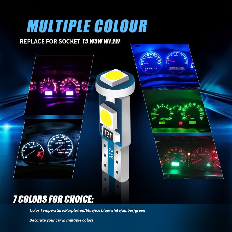 10Pcs T5 Led Bulb W3W W1.2W Led Canbus For Air Conditioner On Light Instrument LED Lights Dashboard