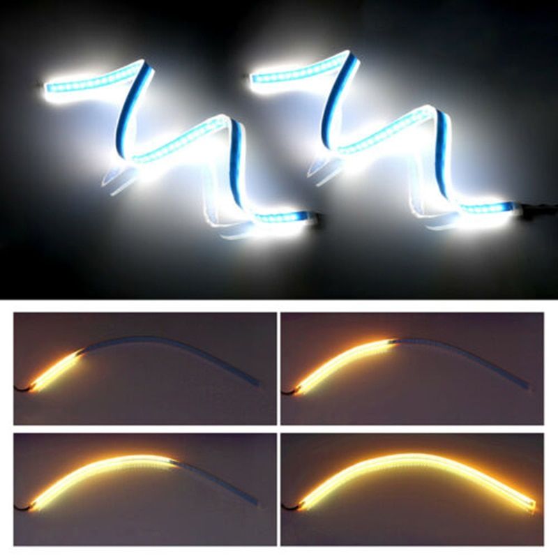 12-24 Inch Xenon  LED DRL & Amber Yellow LED Sequential Flash Strip Lights For Car Headlight