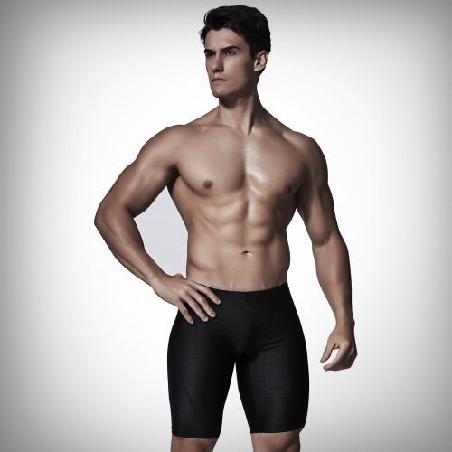 New Men Swim Suit Waterproof Square Leg Elastic Swimwear