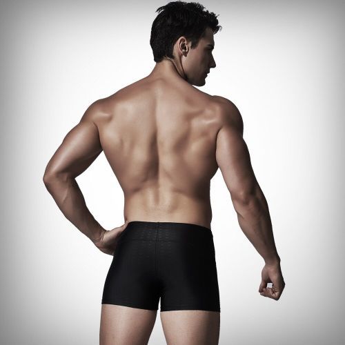 New Men Swim Suit Waterproof Square Leg Elastic Swimwear
