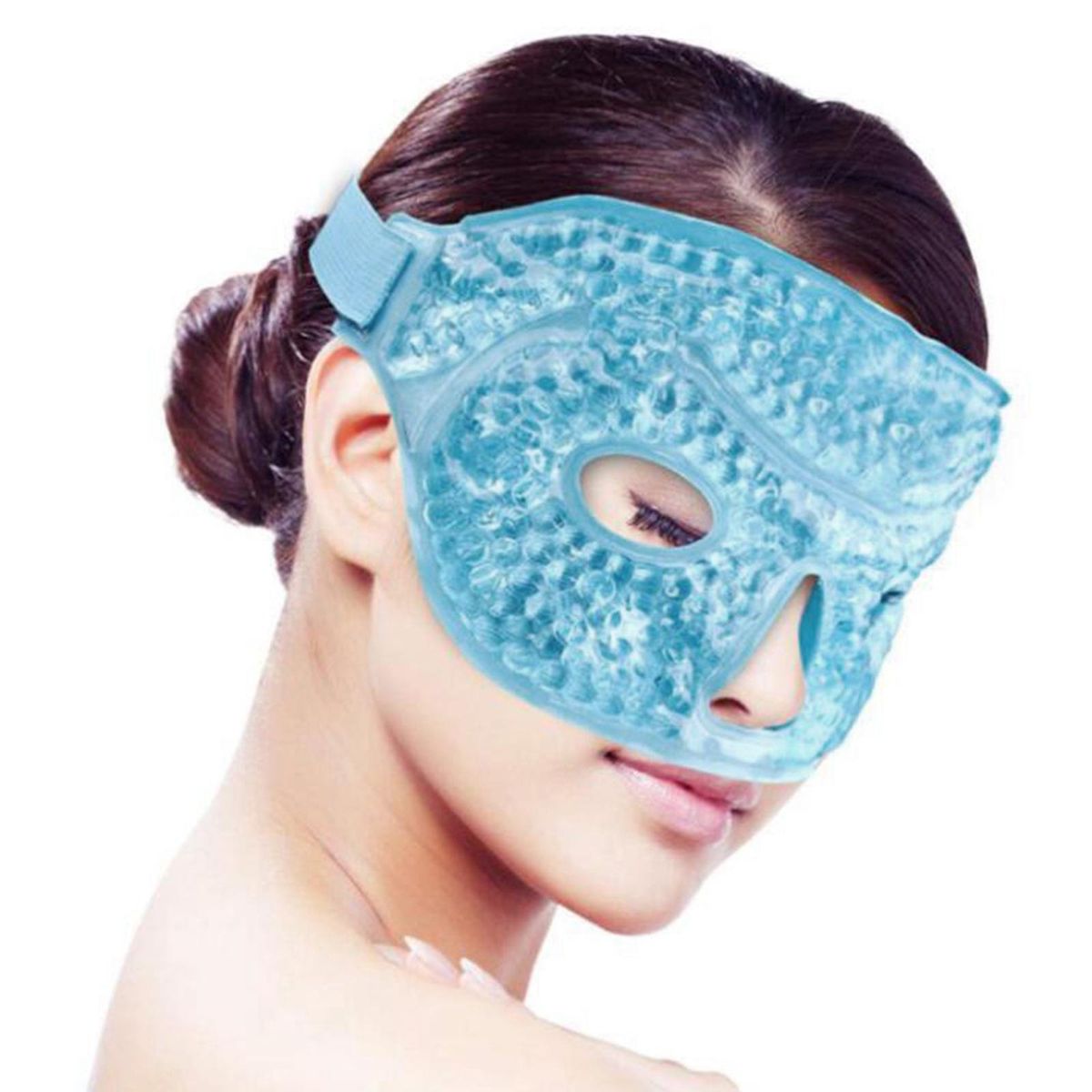 Ice Face / Eye Mask Reusable With Plush Backing For Allergies, Blue