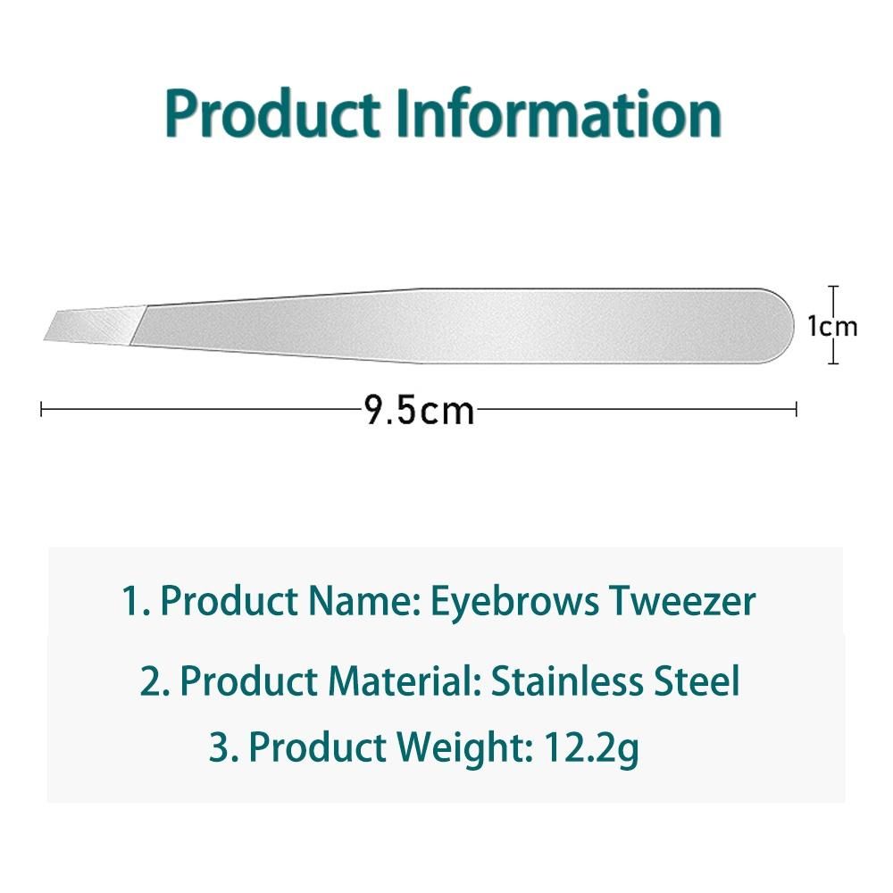 Stainless Steel Slant Tweezer, Precision Tweezers for Eyebrows Ingrown Hair Removal Makeup Tools Fine Hairs Puller