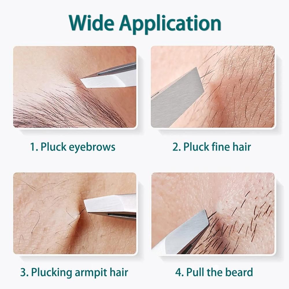 Stainless Steel Slant Tweezer, Precision Tweezers for Eyebrows Ingrown Hair Removal Makeup Tools Fine Hairs Puller