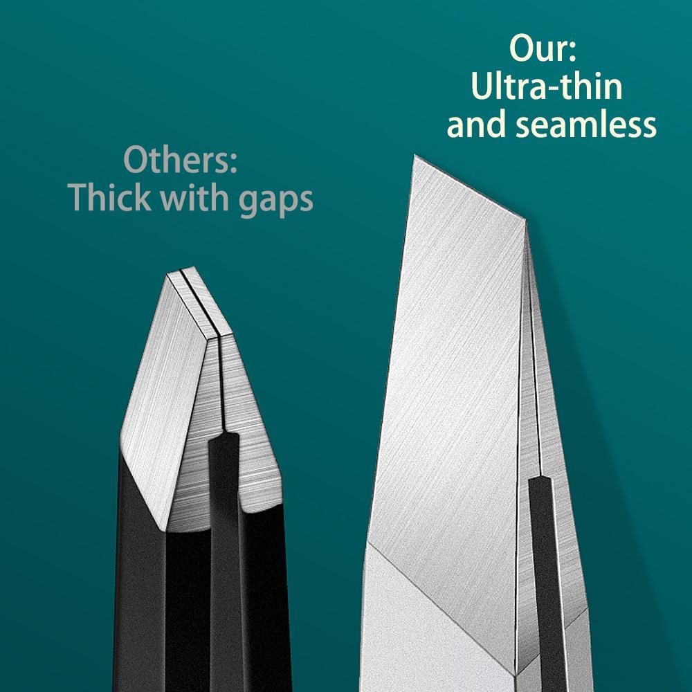 Stainless Steel Slant Tweezer, Precision Tweezers for Eyebrows Ingrown Hair Removal Makeup Tools Fine Hairs Puller