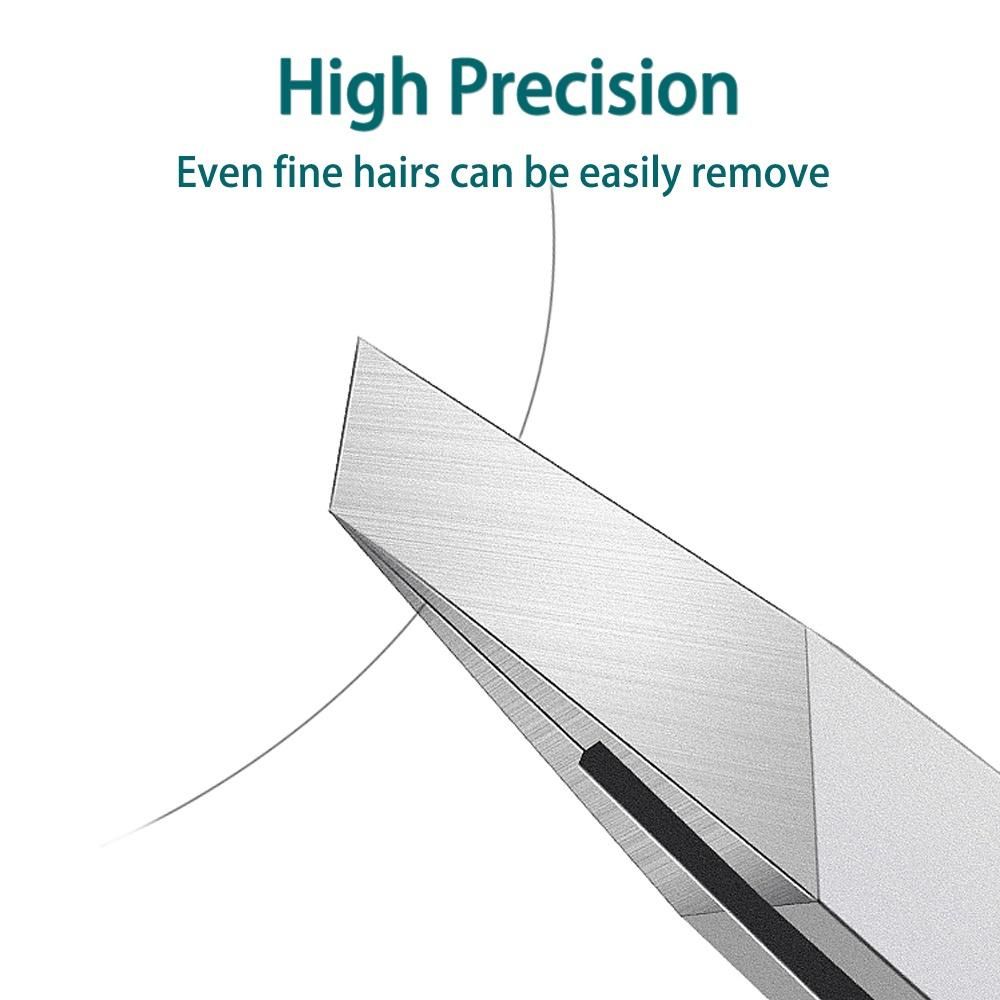 Stainless Steel Slant Tweezer, Precision Tweezers for Eyebrows Ingrown Hair Removal Makeup Tools Fine Hairs Puller