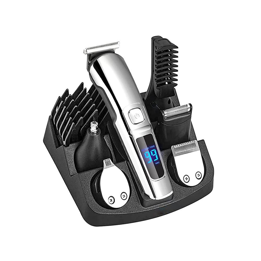 6 In 1 LCD Display Mens Hair Clipper Beard Trimmer Grooming Kit