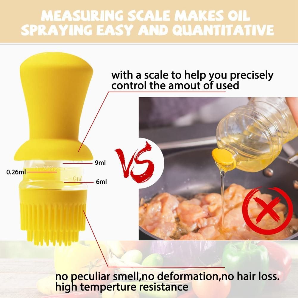 Glass Oil with Silicone Brush, for Kitchen Cooking, Baking A