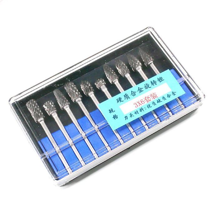 10 Packs 3x6mm Tungsten Carbide Rotary Grinder Cut Burr Drill Carving