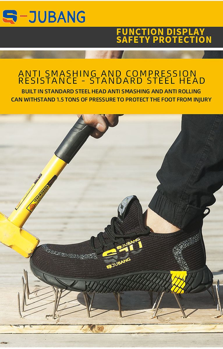Safety Shoes For Men Work Breathable Air Mesh Work Boots Mens Shoes