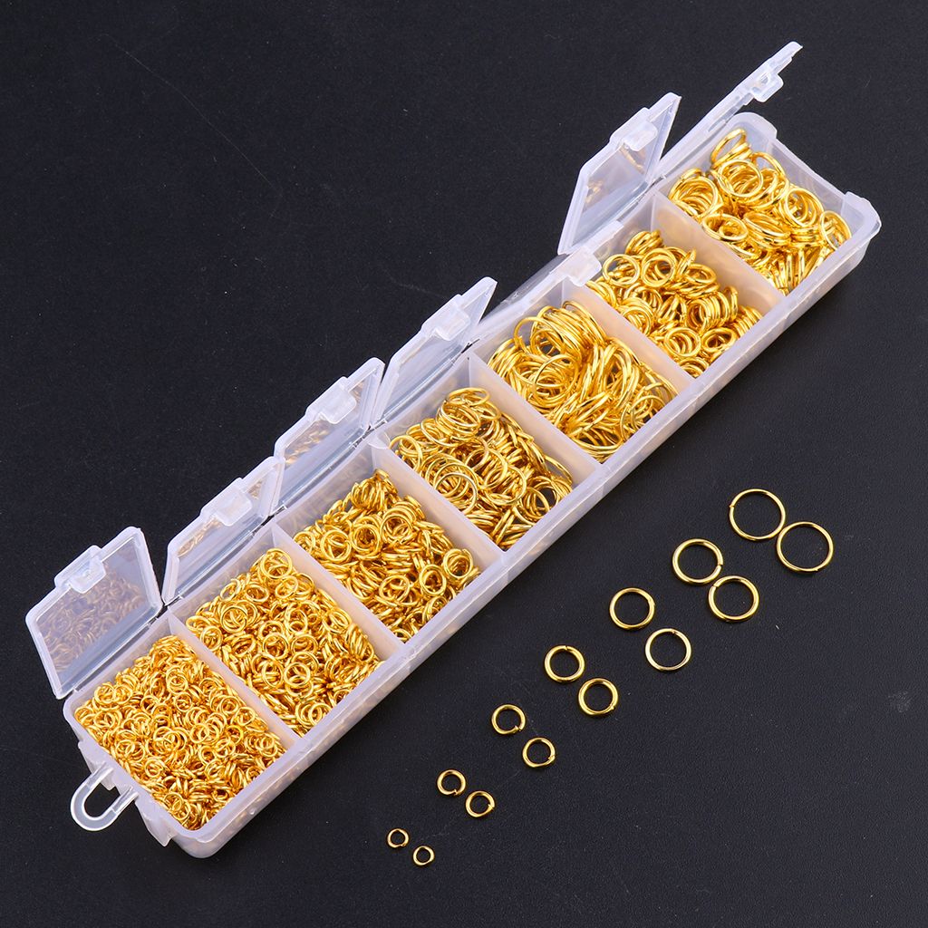 1500 Pcs Open Jump Rings Box Set For DIY Jewelry Making Finding Gold