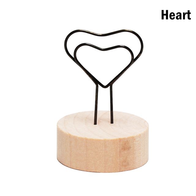 Creative Round Wooden Note Picture Frame Clip Table