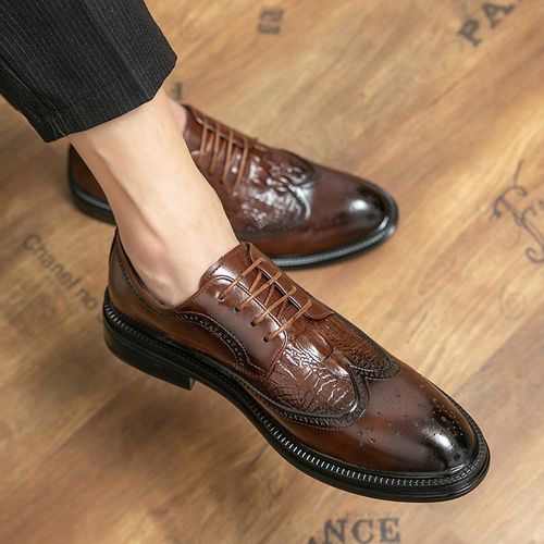 Men Dress Handmade Shoes Leather Male Oxford Italian Classic Lace-up Men's Brogue Shoes Oxfords