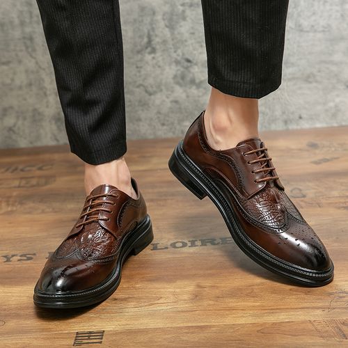 Men Dress Handmade Shoes Leather Male Oxford Italian Classic Lace-up Men's Brogue Shoes Oxfords
