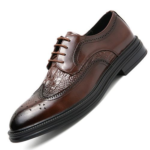 Men Dress Handmade Shoes Leather Male Oxford Italian Classic Lace-up Men's Brogue Shoes Oxfords