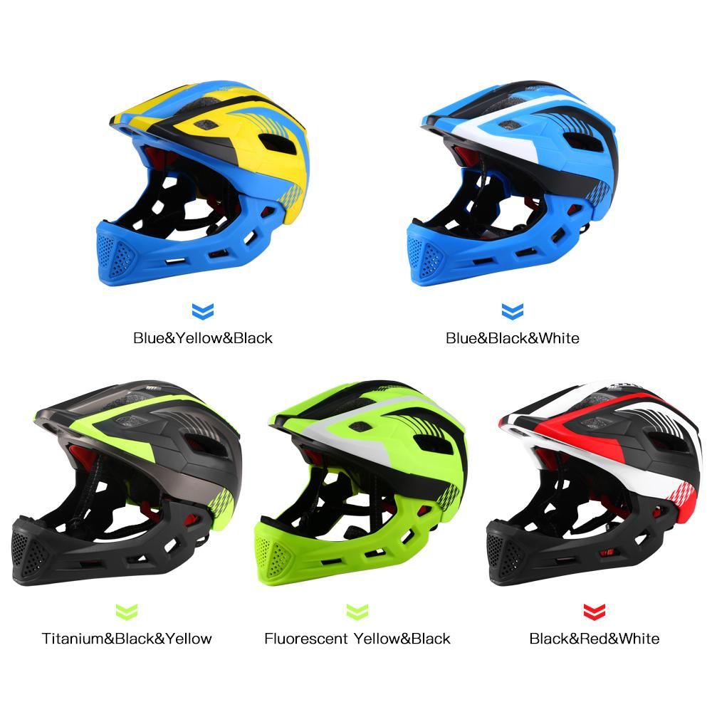 Kids Detachable Full Face Bike Helmet Breathable Ultralight Cycling Sports Safety Helmet for Bicycle Skateboard Scooter Roller Skating