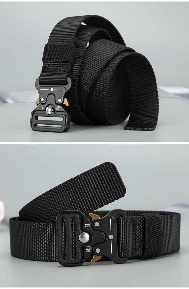 Men's Belt Outdoor Hunting Tactical Multi Function Combat Survival Nylon Belt Black