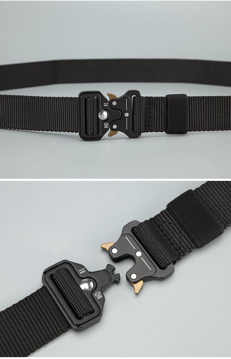 Men's Belt Outdoor Hunting Tactical Multi Function Combat Survival Nylon Belt Black