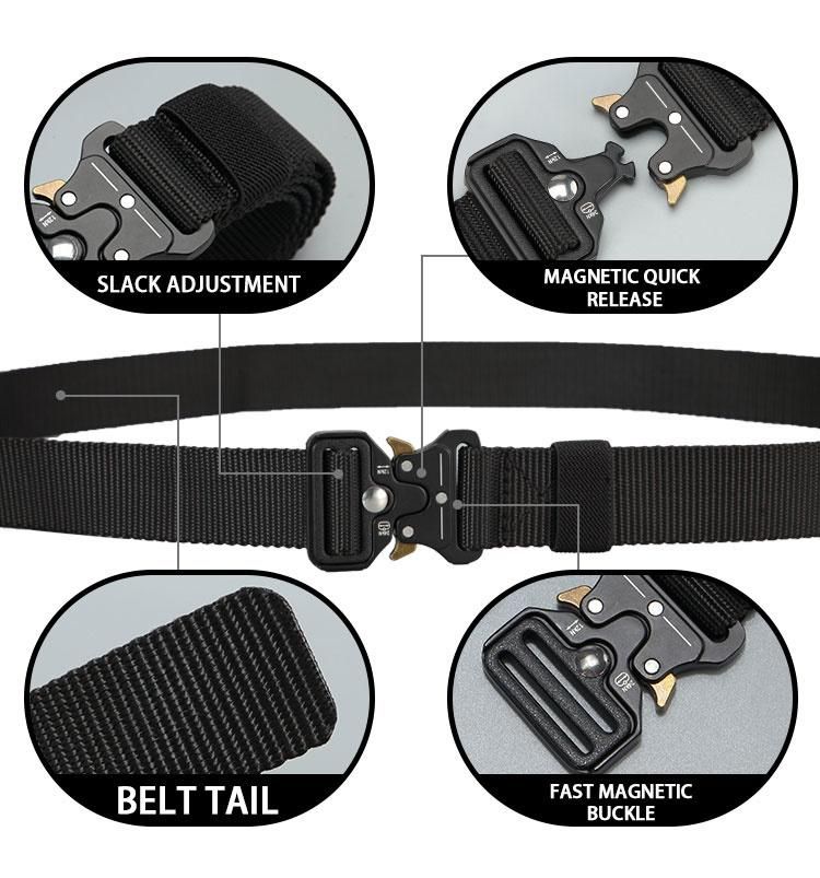 Men's Belt Outdoor Hunting Tactical Multi Function Combat Survival Nylon Belt Black