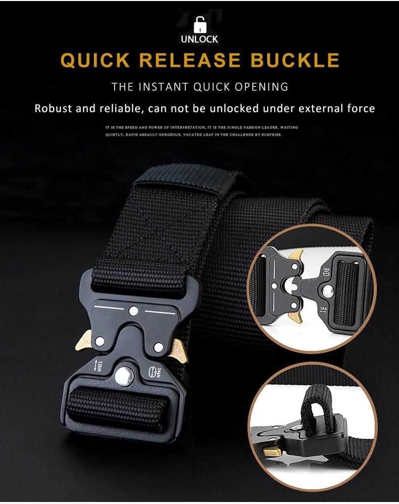 Men's Belt Outdoor Hunting Tactical Multi Function Combat Survival Nylon Belt Black