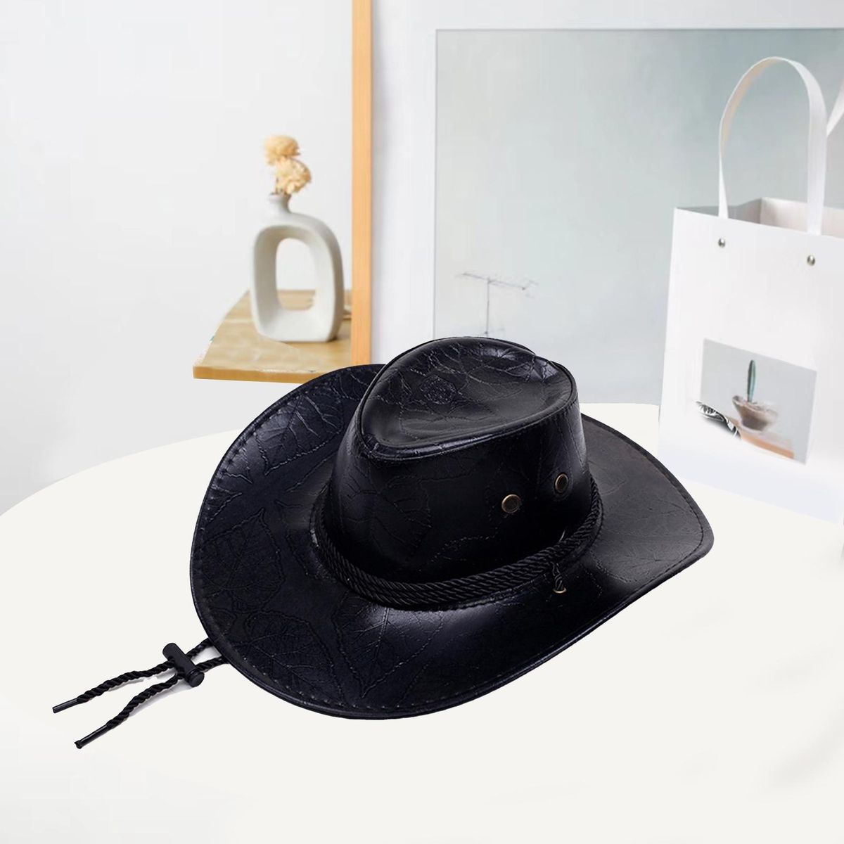 Western Cowboy Hat Traveling Sunscreen Cowgirl Hat Black