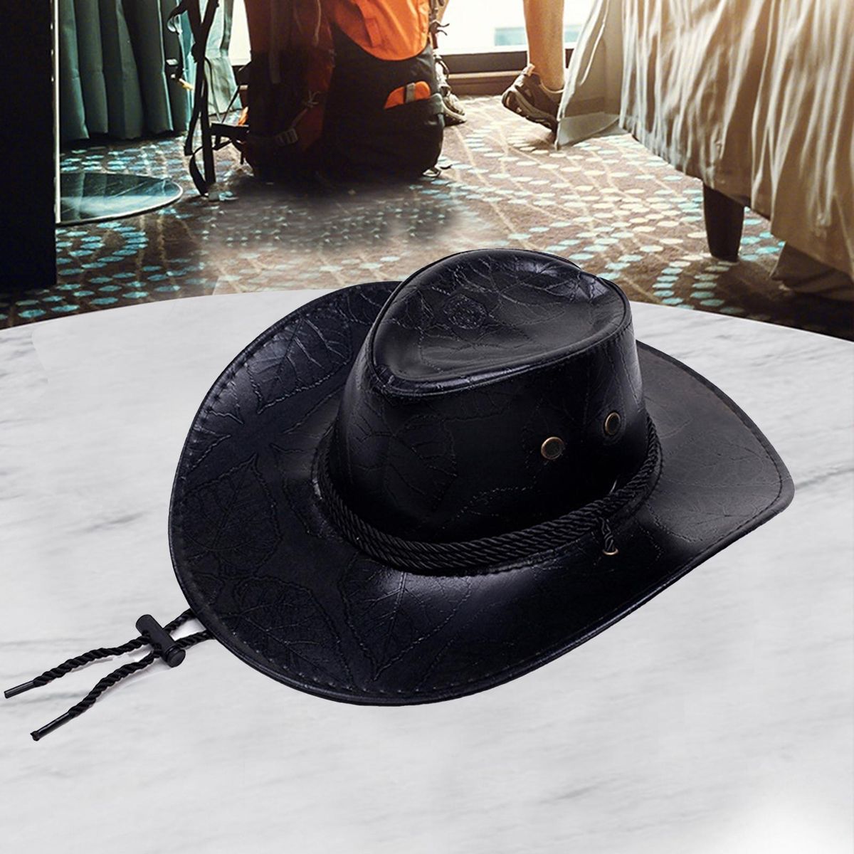 Western Cowboy Hat Traveling Sunscreen Cowgirl Hat Black