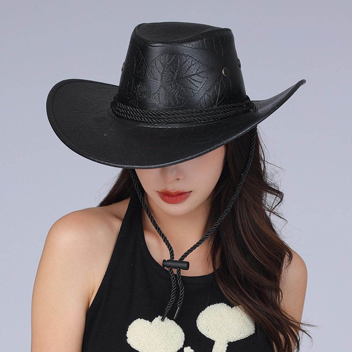 Western Cowboy Hat Traveling Sunscreen Cowgirl Hat Black