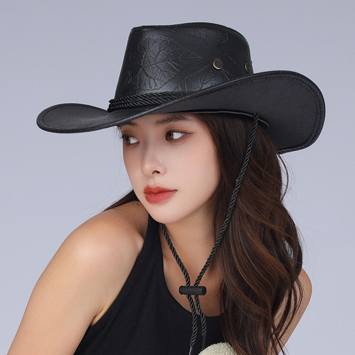 Western Cowboy Hat Traveling Sunscreen Cowgirl Hat Black