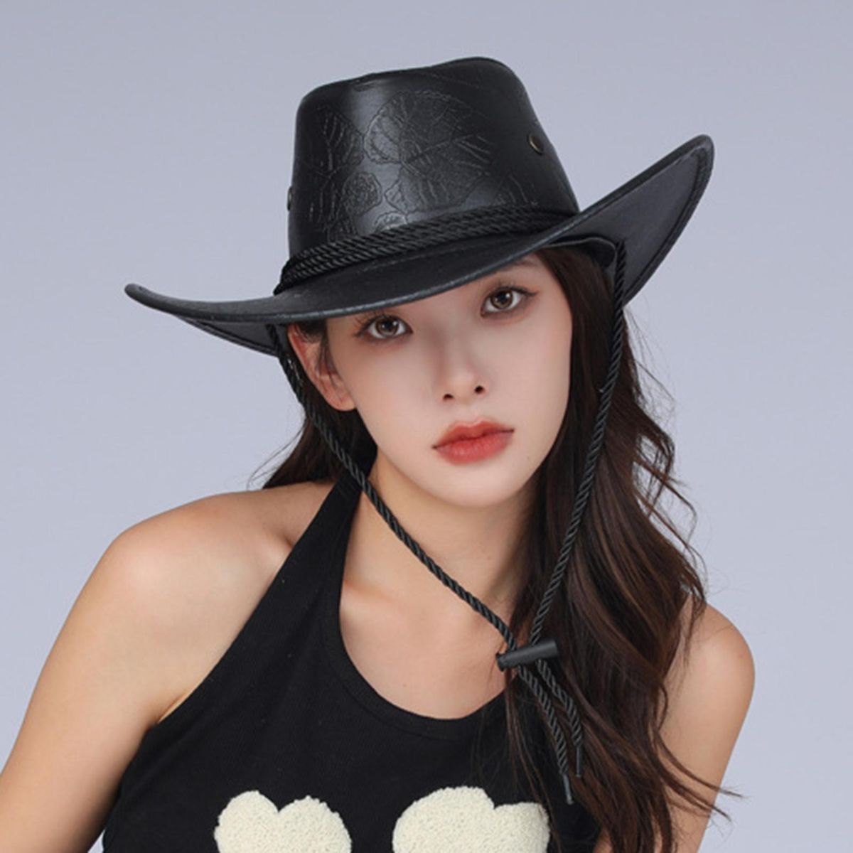 Western Cowboy Hat Traveling Sunscreen Cowgirl Hat Black