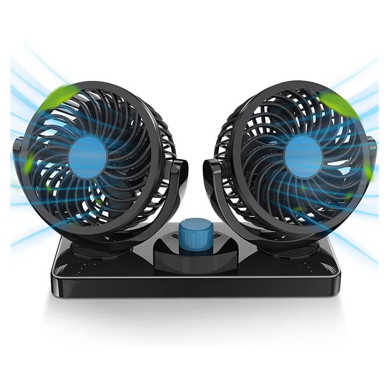 Double Head Car Fan 360 Degree Rotation with 2 Speeds