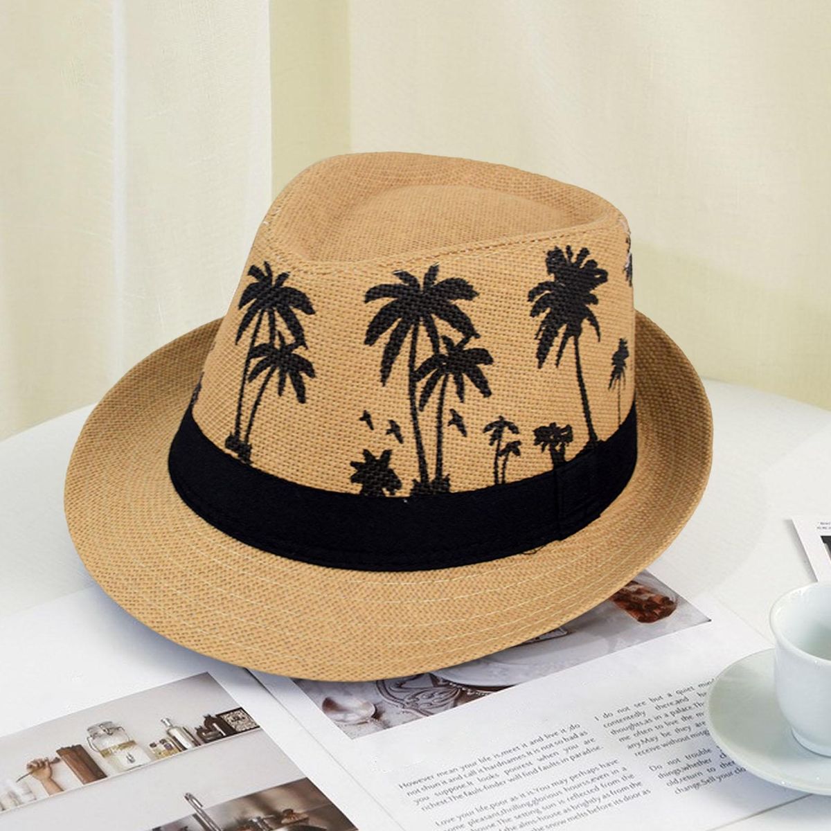 Straw Hat Summer Vacation Men Beach Hat Khaki