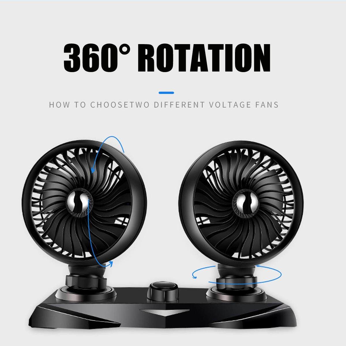 24V Portable Twin Dash Cooling Air Fan Car Van Truck Caravan Auto