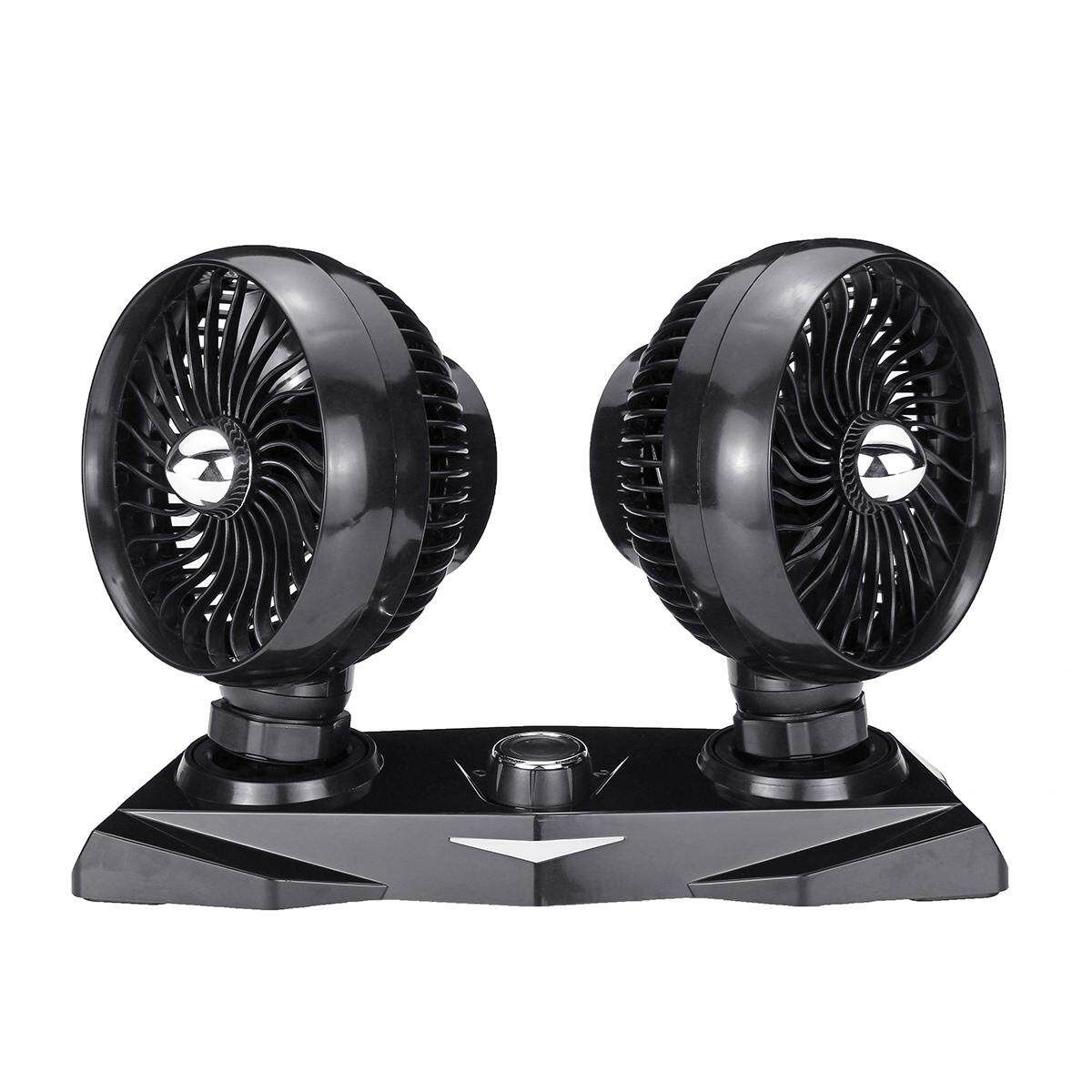 24V Portable Twin Dash Cooling Air Fan Car Van Truck Caravan Auto