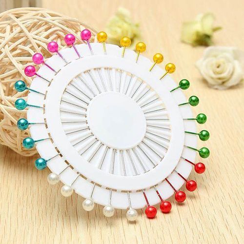Round Pearl Snag Safety Pin Craft Dressmaking Hijab Scarf Tailor Pins Wheel White