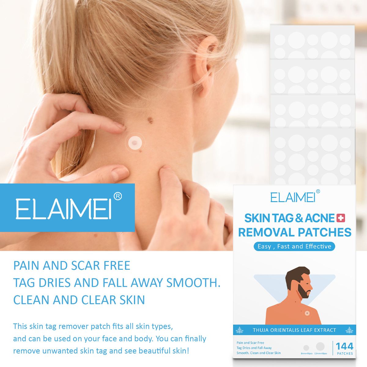 Skin Tag Remover Patches 144pcs Skin Tag Remover