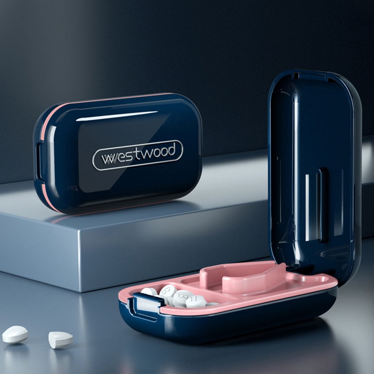 Pill Organizer   Perfect Storage Pill Cutter Blue