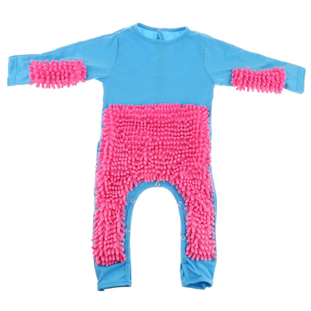 Baby Romper Romper Overall, Cleaning Mop Jumpsuit 73cm Blue+Rose Red