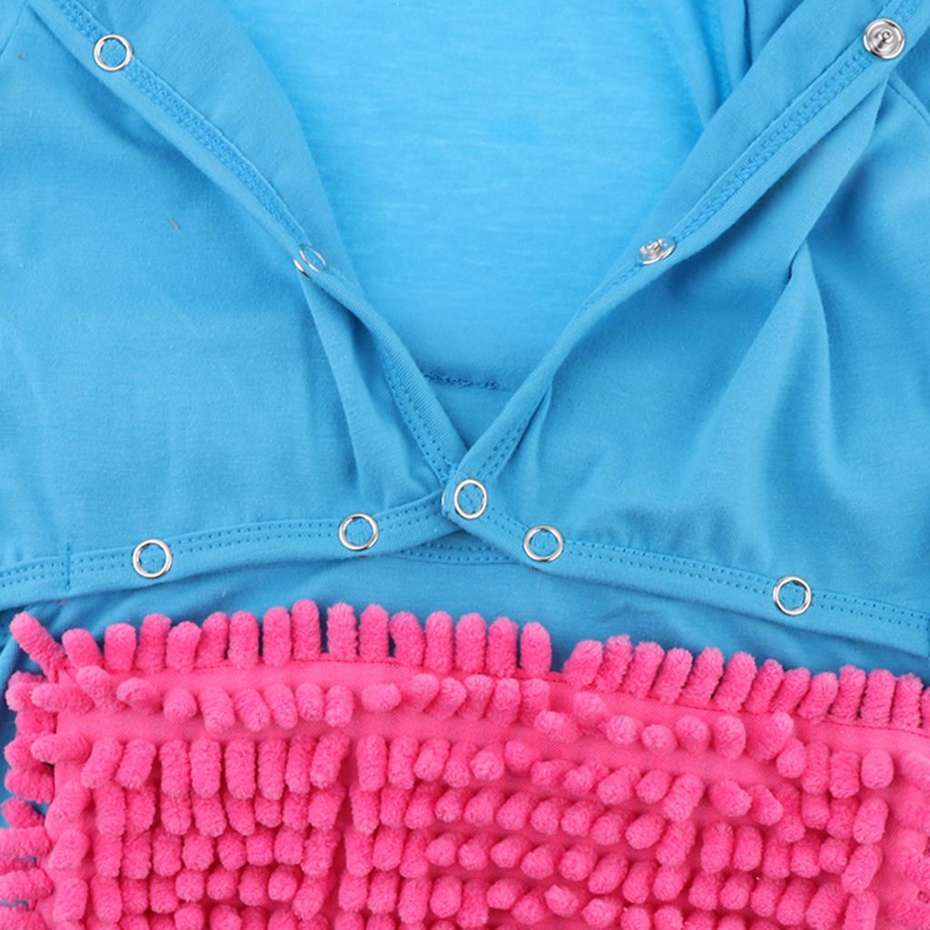 Baby Romper Romper Overall, Cleaning Mop Jumpsuit 73cm Blue+Rose Red