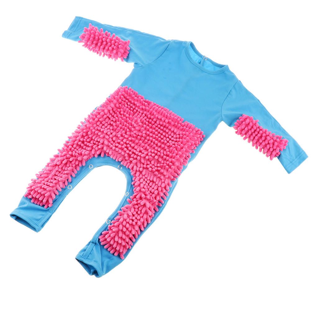 Baby Romper Romper Overall, Cleaning Mop Jumpsuit 73cm Blue+Rose Red