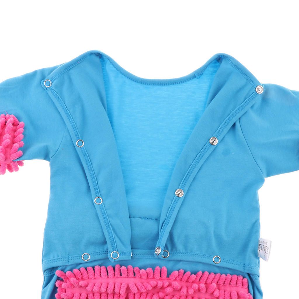 Baby Romper Romper Overall, Cleaning Mop Jumpsuit 73cm Blue+Rose Red