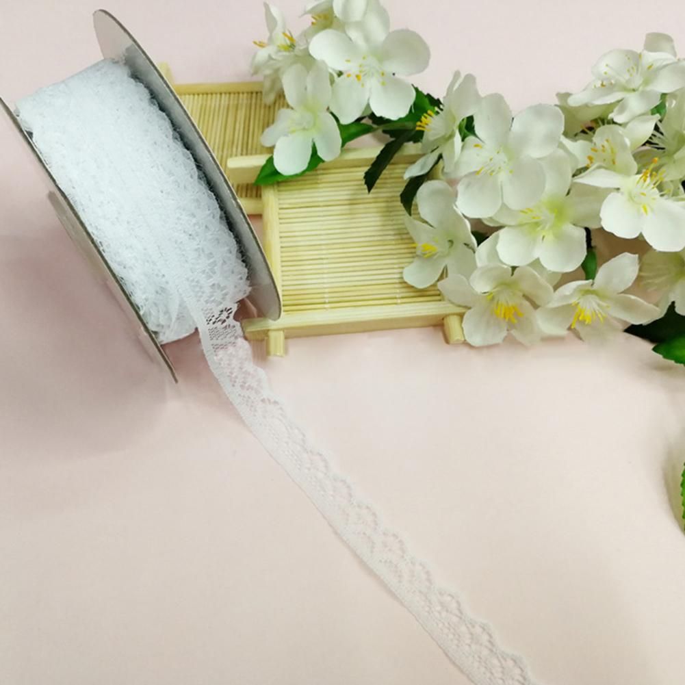 10 Yards Lace Ribbon 15mm Wide Trim DIY Fabric Wedding Decorative Sewing Rope-White