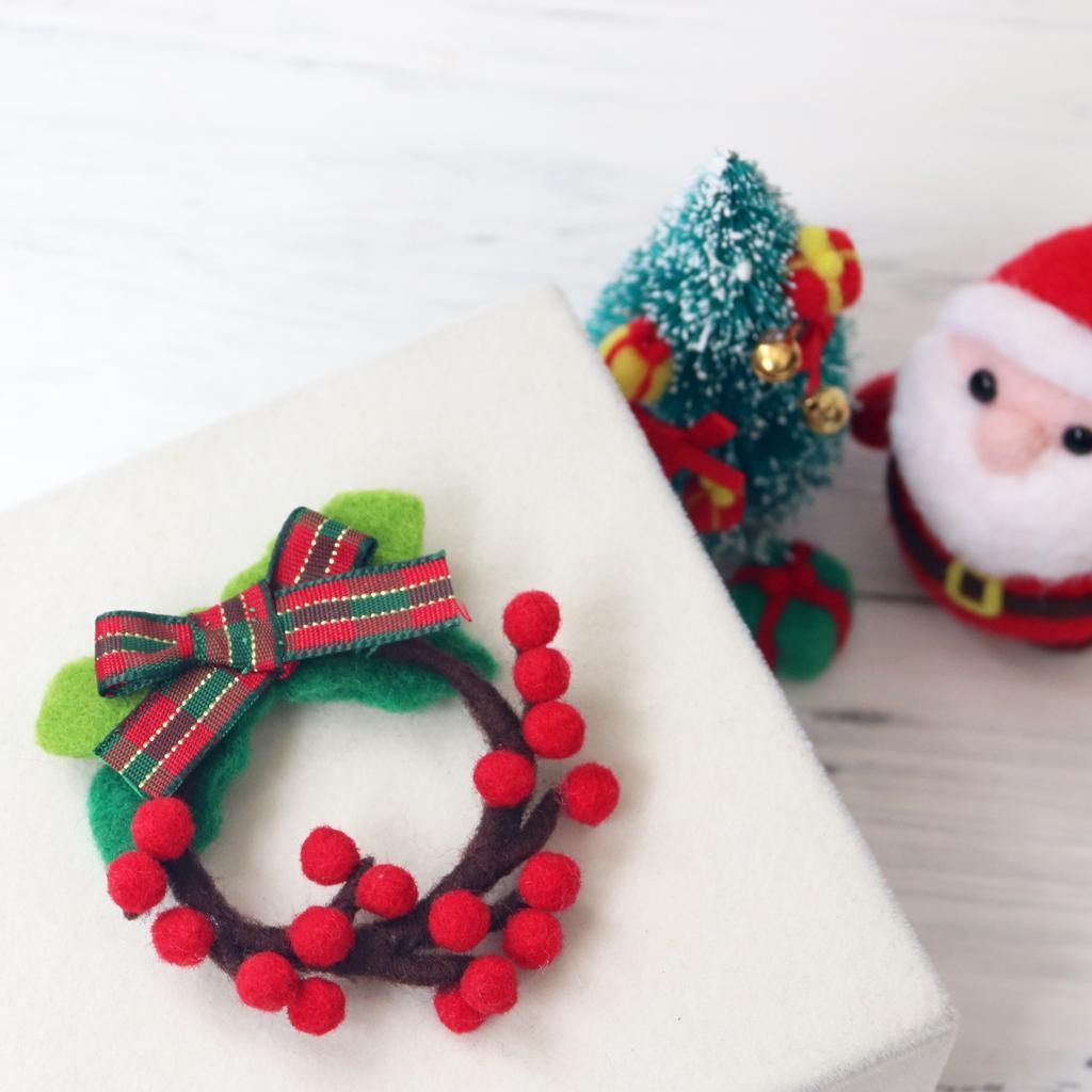 Brooch  Felting Kit For Beginners With Basic Tools Tutorials - Wreath