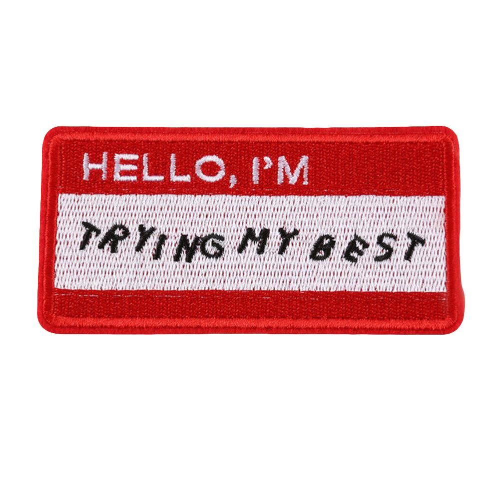 Cool Embroidered Sew Iron On Patch Trying My Best Clothes Bag Fabric Applique