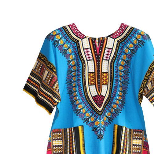 Unisex African Dashiki Shirt Colorful Traditional One Size  Light Blue