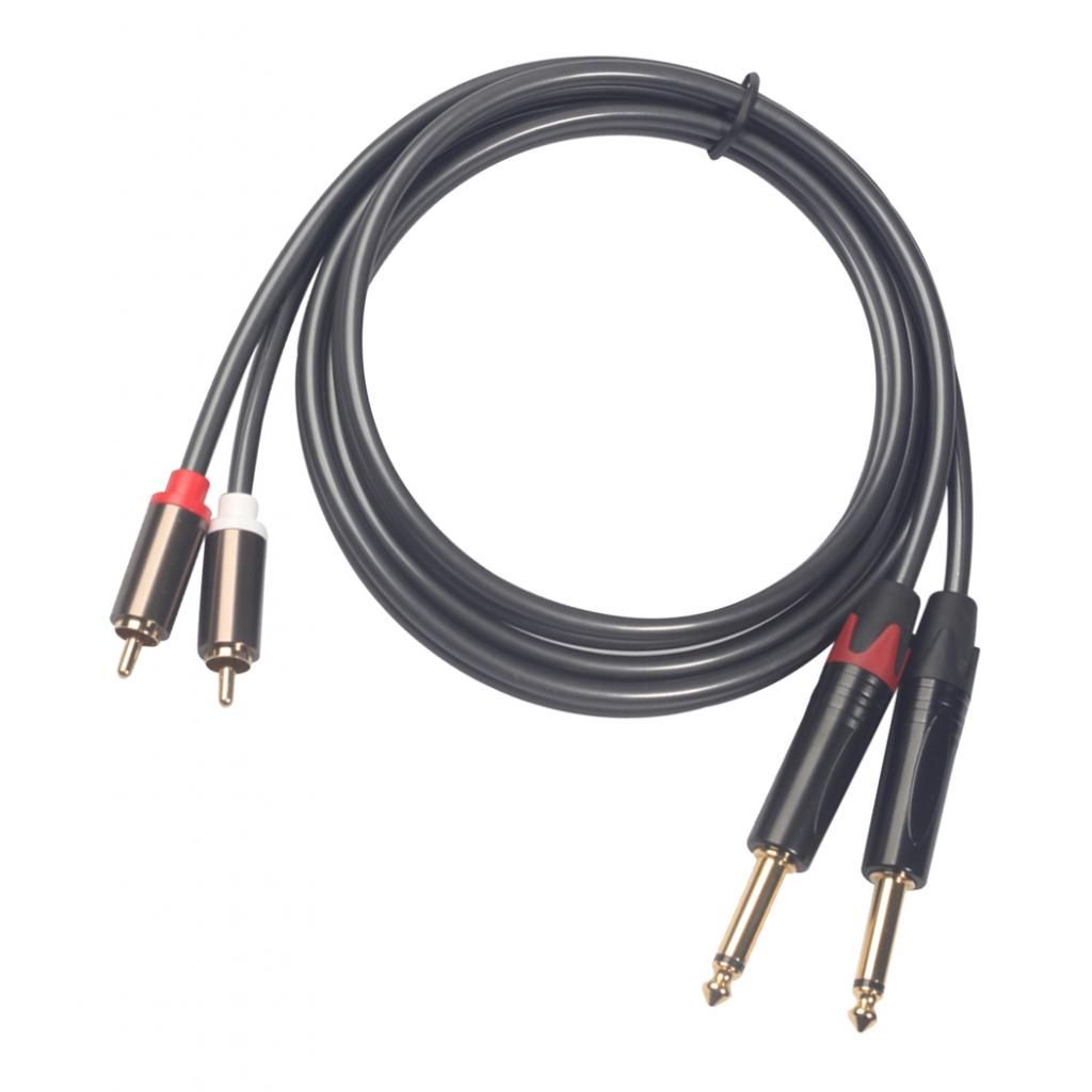 2 X 6.35mm 1/4 Inch TRS Stereo Male To 2 RCA Male Audio Cables