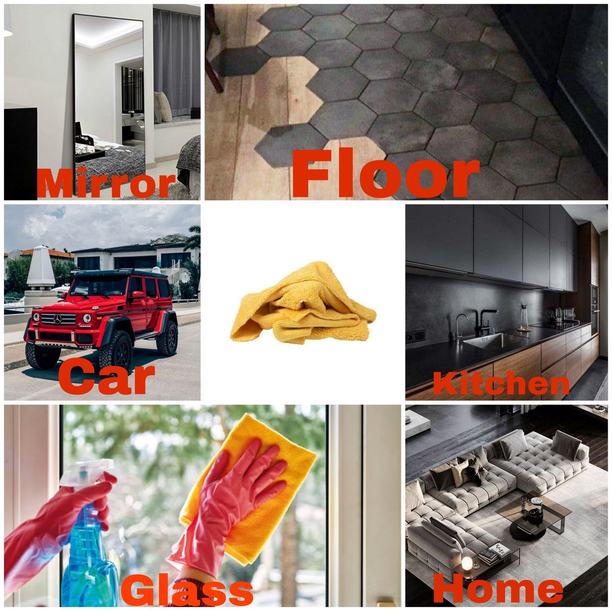 5 Pieces Car Wash, Home And Glass Microfiber Towel